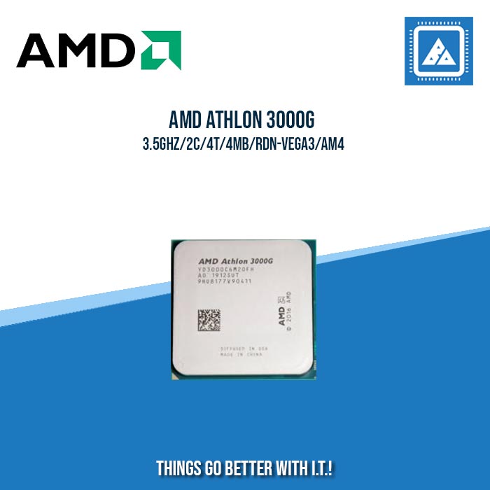 AMD ATHLON 3000G 3.5GHZ | 2C | 4T | 4MB | RDN-VEGA3 | AM4 | TRAY TYPE AMD ATHLON 3000G 3.5GHZ | 2C | 4T | 4MB | RDN-VEGA3 | AM4 | TRAY TYPE